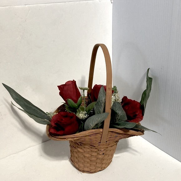 PRINCESS Farmhouse Wicker Woven Basket Flower Plant Pot Centerpiece Tan Beige - Picture 2 of 6